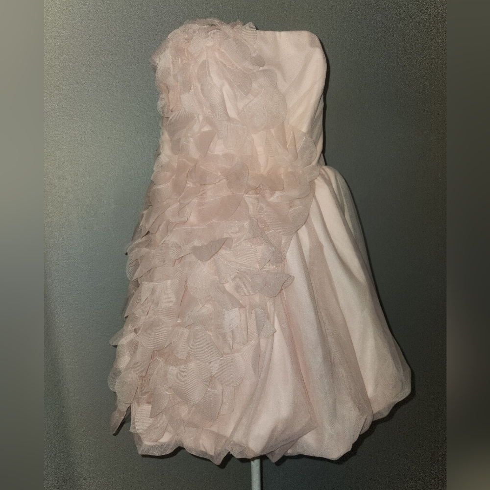 White by Vera Wang Blush Pink Strapless Ruffled Cocktail Dress